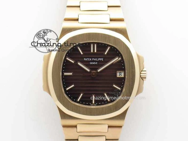 Functional Nautilus Jumbo 5711 RG BP Maker Best Edition Brown Textured Dial On RG Bracelet A324CS 9061