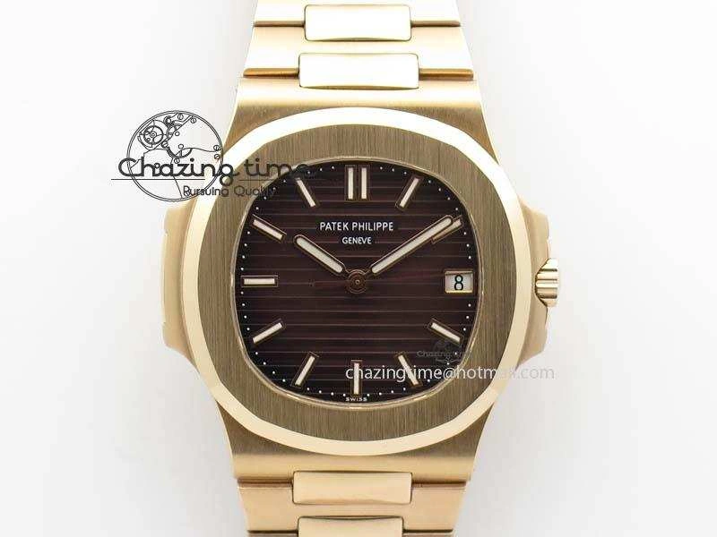Functional Nautilus Jumbo 5711 RG BP Maker Best Edition Brown Textured Dial On RG Bracelet A324CS 9061
