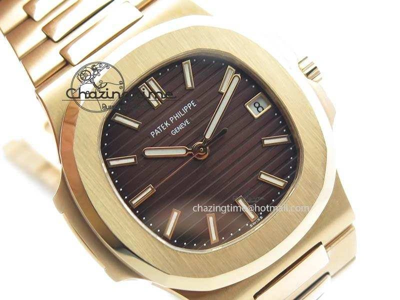 Functional Nautilus Jumbo 5711 RG BP Maker Best Edition Brown Textured Dial On RG Bracelet A324CS 9061