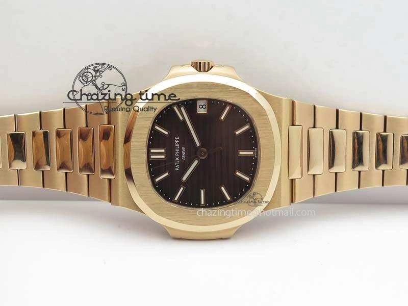 Functional Nautilus Jumbo 5711 RG BP Maker Best Edition Brown Textured Dial On RG Bracelet A324CS 9061