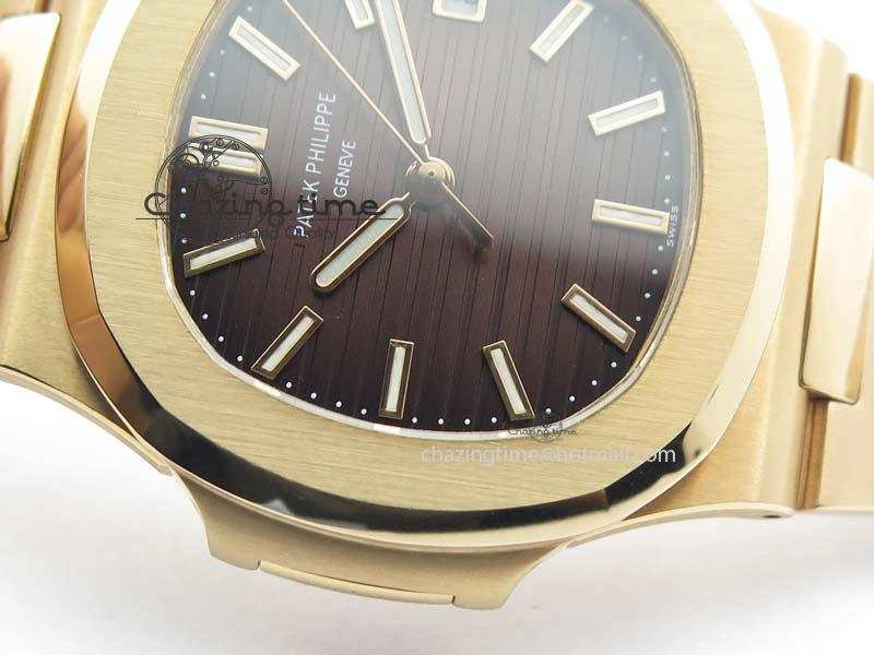Functional Nautilus Jumbo 5711 RG BP Maker Best Edition Brown Textured Dial On RG Bracelet A324CS 9061