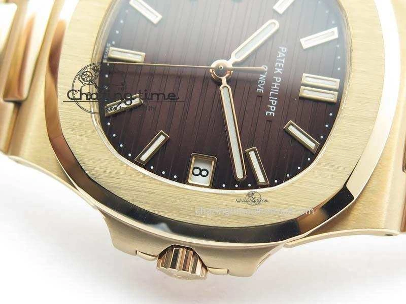 Functional Nautilus Jumbo 5711 RG BP Maker Best Edition Brown Textured Dial On RG Bracelet A324CS 9061