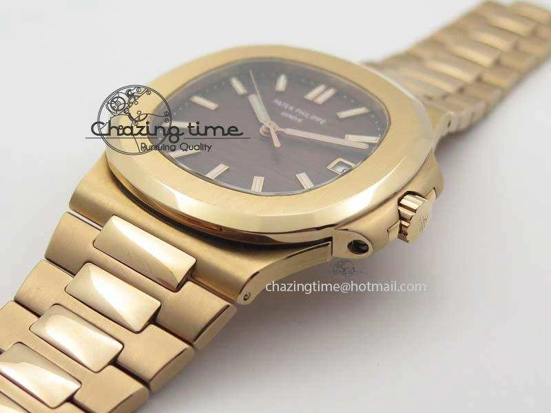 Functional Nautilus Jumbo 5711 RG BP Maker Best Edition Brown Textured Dial On RG Bracelet A324CS 9061