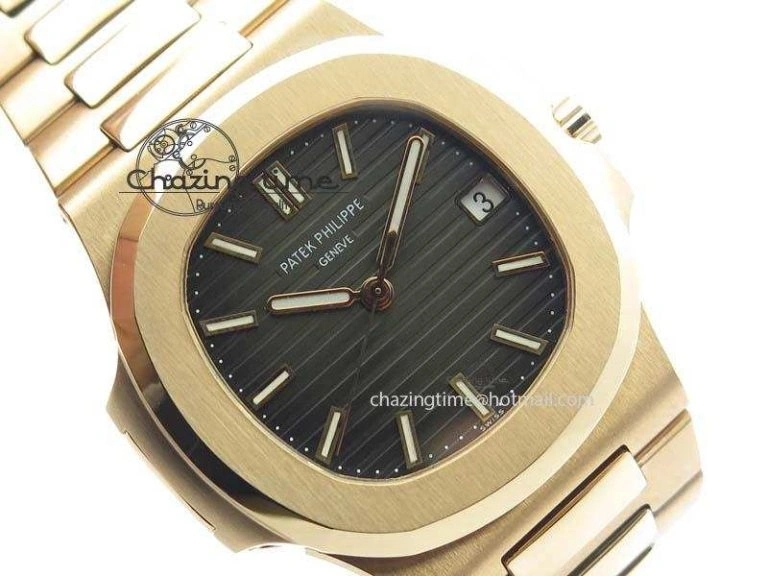 Nautilus Jumbo 5711 RG BP Maker Best Edition Gray Textured Dial On RG Bracelet A324CS Casual 9059
