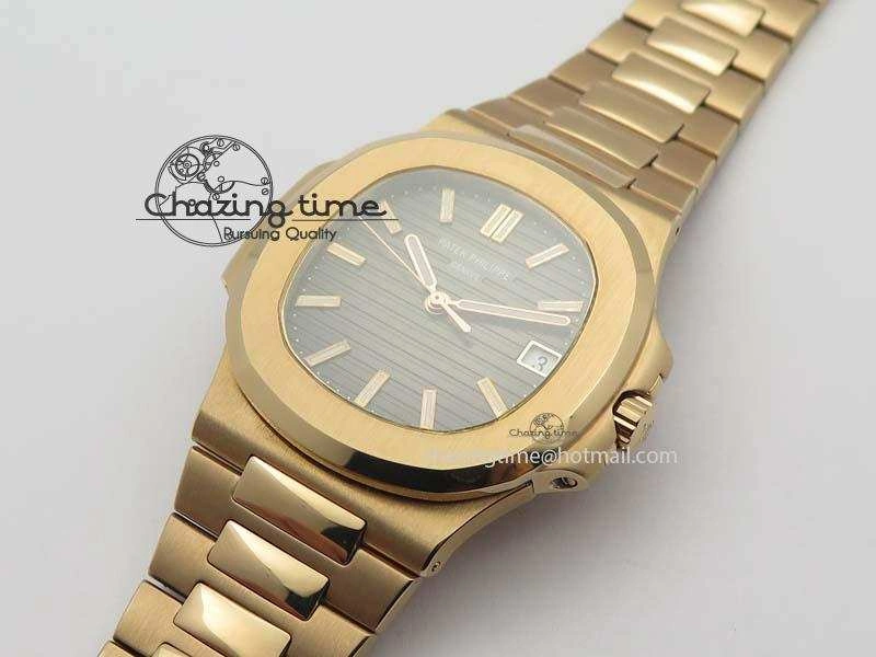 Nautilus Jumbo 5711 RG BP Maker Best Edition Gray Textured Dial On RG Bracelet A324CS Casual 9059