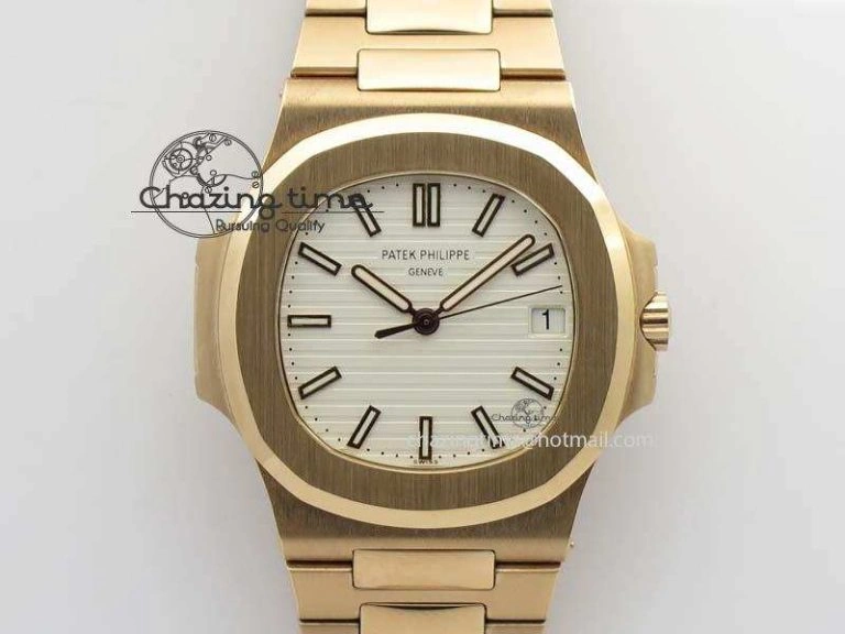 Nautilus Jumbo 5711 RG BP Maker Best Edition White Textured Dial On RG Bracelet A324CS QuickDry 9062