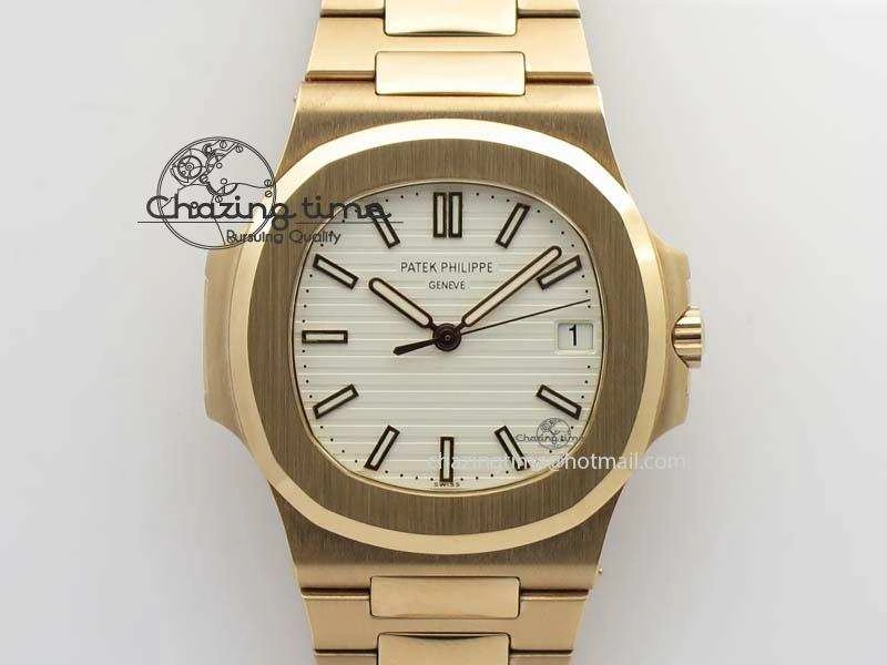 Nautilus Jumbo 5711 RG BP Maker Best Edition White Textured Dial On RG Bracelet A324CS QuickDry 9062