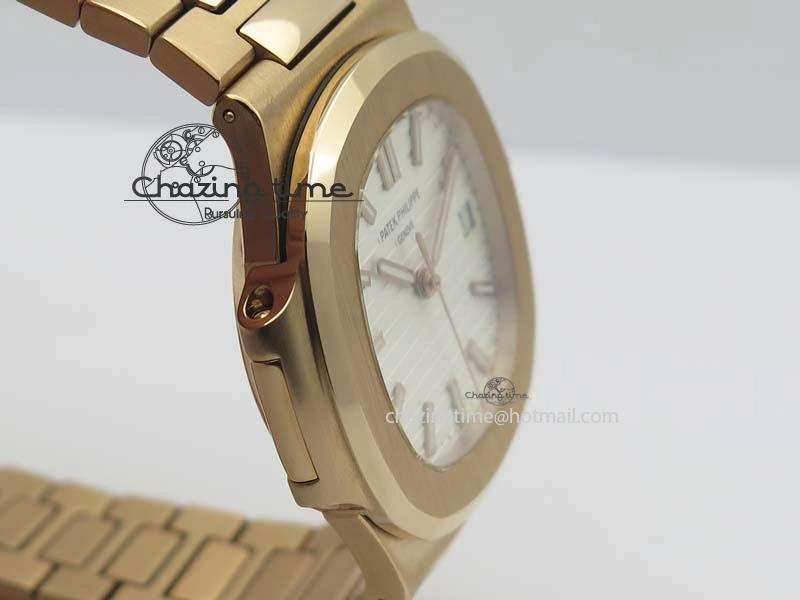 Nautilus Jumbo 5711 RG BP Maker Best Edition White Textured Dial On RG Bracelet A324CS QuickDry 9062