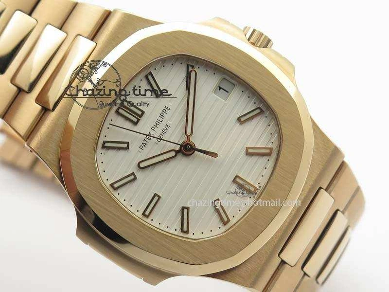 Nautilus Jumbo 5711 RG BP Maker Best Edition White Textured Dial On RG Bracelet A324CS QuickDry 9062