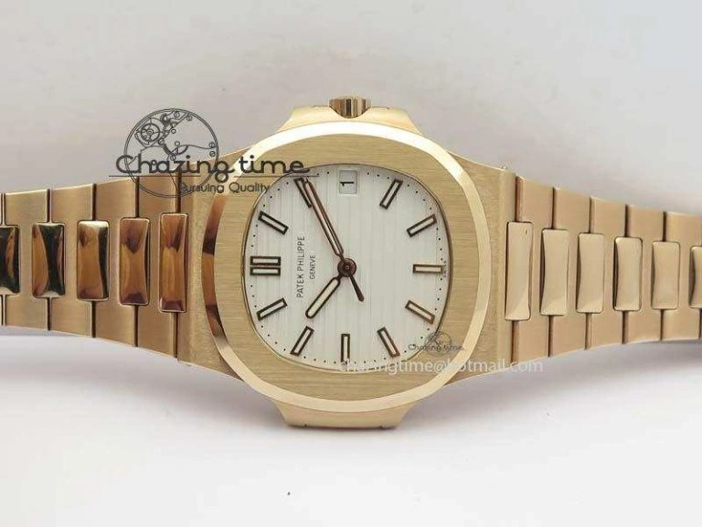 Nautilus Jumbo 5711 RG BP Maker Best Edition White Textured Dial On RG Bracelet A324CS QuickDry 9062
