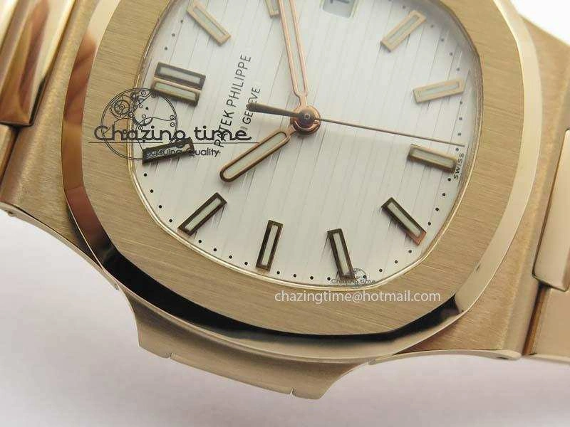 Nautilus Jumbo 5711 RG BP Maker Best Edition White Textured Dial On RG Bracelet A324CS QuickDry 9062