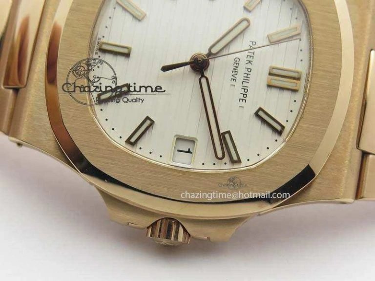 Nautilus Jumbo 5711 RG BP Maker Best Edition White Textured Dial On RG Bracelet A324CS QuickDry 9062