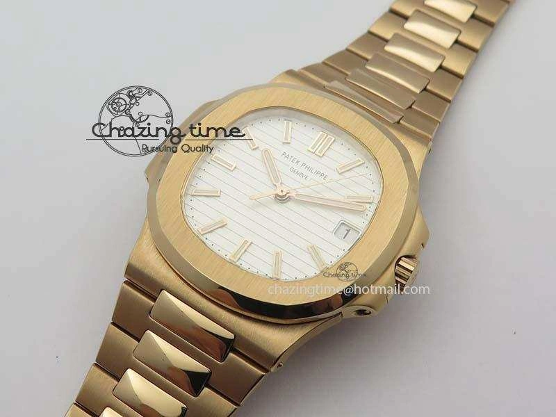 Nautilus Jumbo 5711 RG BP Maker Best Edition White Textured Dial On RG Bracelet A324CS QuickDry 9062