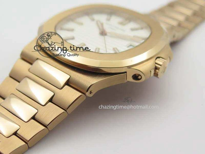 Nautilus Jumbo 5711 RG BP Maker Best Edition White Textured Dial On RG Bracelet A324CS QuickDry 9062