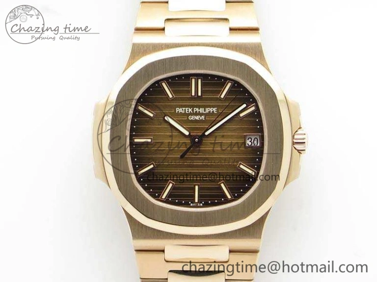 SmartChoice Nautilus Jumbo 5711 RG PF 1:1 Best Edition Brown Textured Dial On RG Bracelet A324 Clone 9018