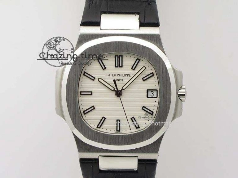 Nautilus Jumbo 5711 SS BP-Maker V2 Edition White Dial On Black Leather Strap MIYOTA 9015 PP324CS Resilient 9098