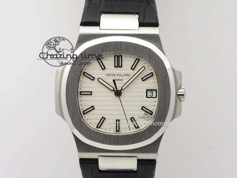 Nautilus Jumbo 5711 SS BP-Maker V2 Edition White Dial On Black Leather Strap MIYOTA 9015 PP324CS Resilient 9098