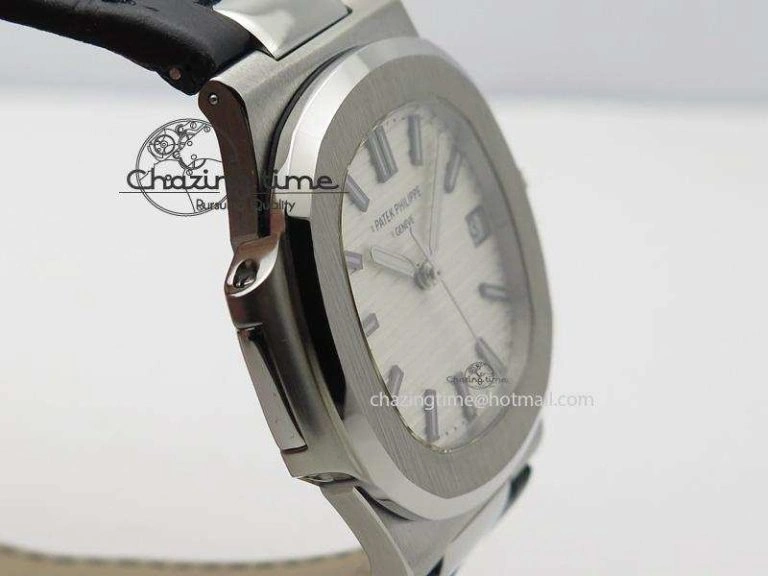 Nautilus Jumbo 5711 SS BP-Maker V2 Edition White Dial On Black Leather Strap MIYOTA 9015 PP324CS Resilient 9098