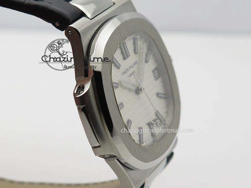 Nautilus Jumbo 5711 SS BP-Maker V2 Edition White Dial On Black Leather Strap MIYOTA 9015 PP324CS Resilient 9098
