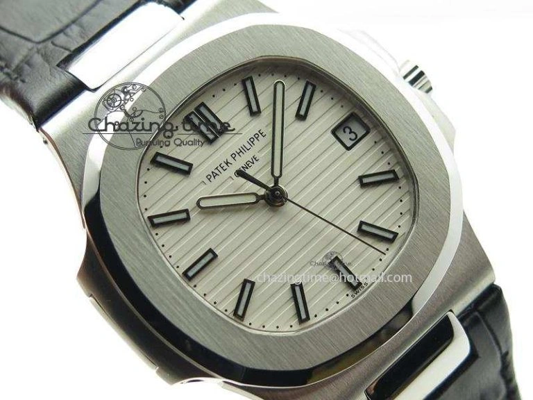 Nautilus Jumbo 5711 SS BP-Maker V2 Edition White Dial On Black Leather Strap MIYOTA 9015 PP324CS Resilient 9098
