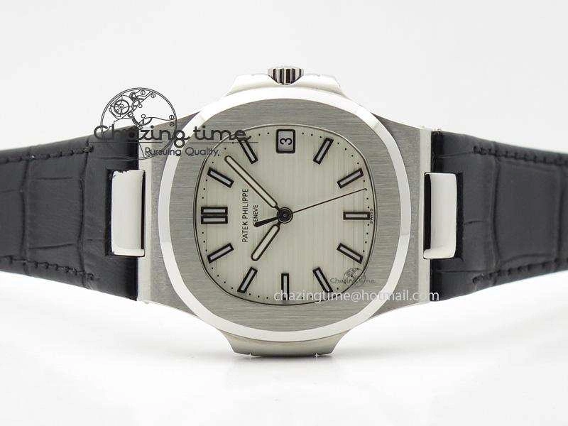 Nautilus Jumbo 5711 SS BP-Maker V2 Edition White Dial On Black Leather Strap MIYOTA 9015 PP324CS Resilient 9098