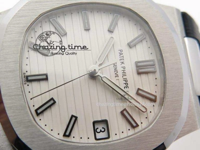 Nautilus Jumbo 5711 SS BP-Maker V2 Edition White Dial On Black Leather Strap MIYOTA 9015 PP324CS Resilient 9098