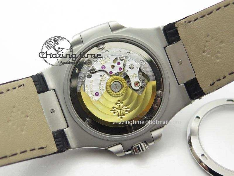 Nautilus Jumbo 5711 SS BP-Maker V2 Edition White Dial On Black Leather Strap MIYOTA 9015 PP324CS Resilient 9098