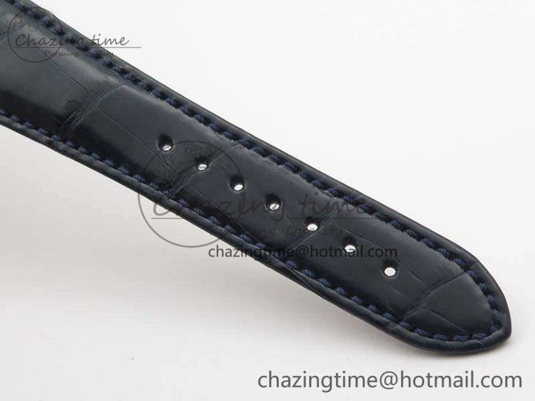 Nautilus Jumbo 5711 SS Full Paved Diamonds Blue Dial On Blue Croc Leather Strap A ComfortFit 9022