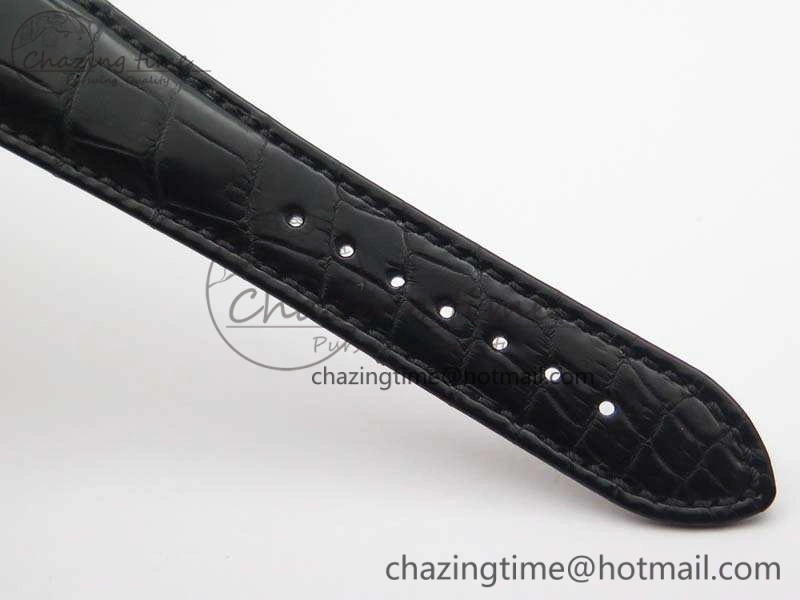 Reliable Nautilus Jumbo 5711 SS Full Paved Diamonds White Dial On Black Croc Leather Strap A 9025