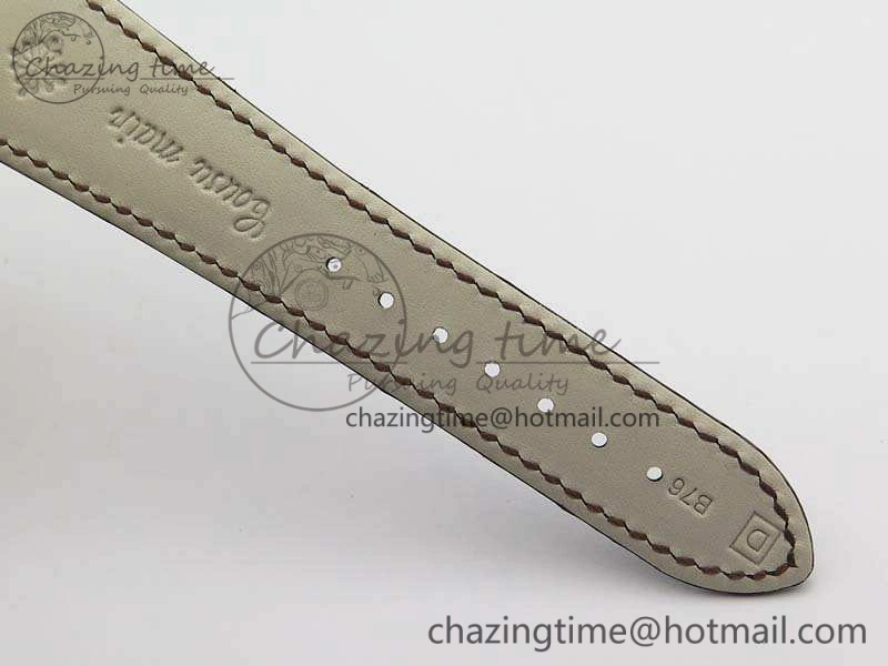 Nautilus Jumbo 5711 Tourbillon RG Full Paved Diamonds White Dial On Brown Croc Leather Strap Elegant 9021