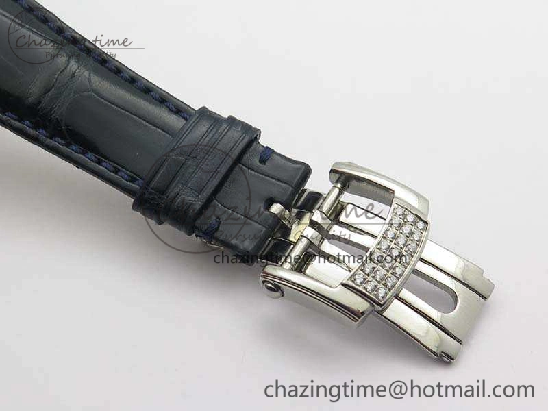 Nautilus Jumbo 5711 Tourbillon SS Full Paved Diamonds Blue Dial On Blue Croc Leather Strap Fashionable 9017
