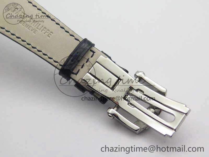 Nautilus Jumbo 5711 Tourbillon SS Full Paved Diamonds Blue Dial On Blue Croc Leather Strap Fashionable 9017