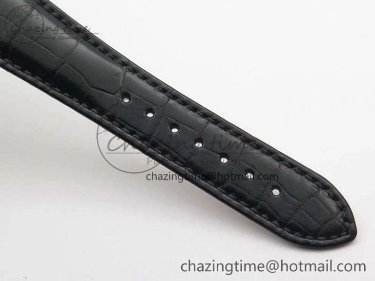 Nautilus Jumbo 5711 Tourbillon SS Full Paved Diamonds White Dial On Black Croc Leather Strap ZeroBulk 9019