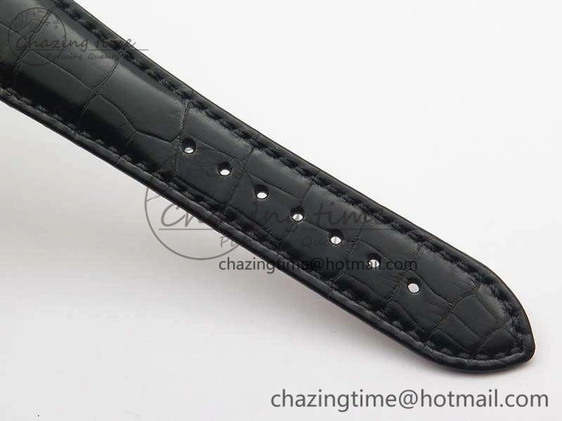 Nautilus Jumbo 5711 Tourbillon SS Full Paved Diamonds White Dial On Black Croc Leather Strap ZeroBulk 9019