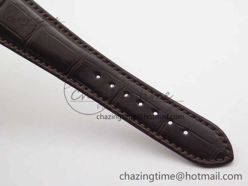 Nautilus Jumbo 5711 Tourbillon YG Full Paved Diamonds White Dial On Brown Croc Leather Strap Soft 9020