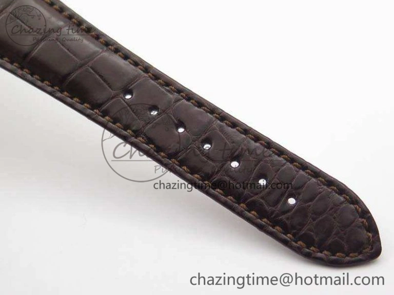 NewStyle Nautilus Jumbo 5711 YG Full Paved Diamonds White Dial On Brown Croc Leather Strap A 9023