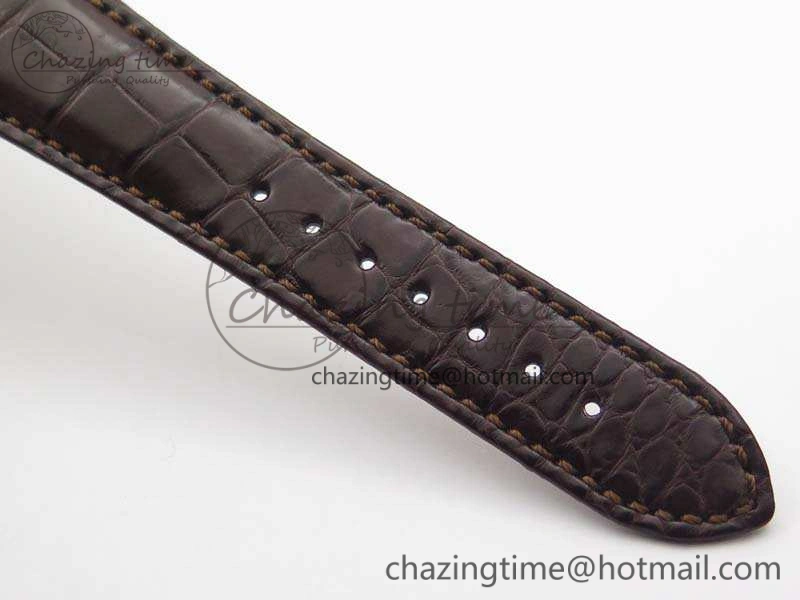 NewStyle Nautilus Jumbo 5711 YG Full Paved Diamonds White Dial On Brown Croc Leather Strap A 9023