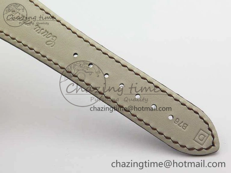 NewStyle Nautilus Jumbo 5711 YG Full Paved Diamonds White Dial On Brown Croc Leather Strap A 9023