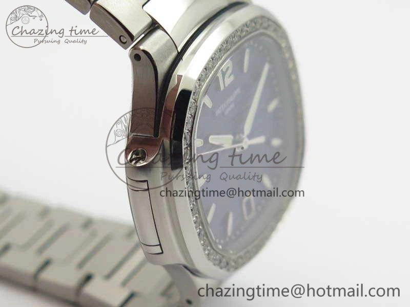 Vibrant Nautilus Jumbo Ladies 7018 PF 1:1 Best Edition Blue Dial Diam Bezel On SS Bracelet A324 Clone 9028