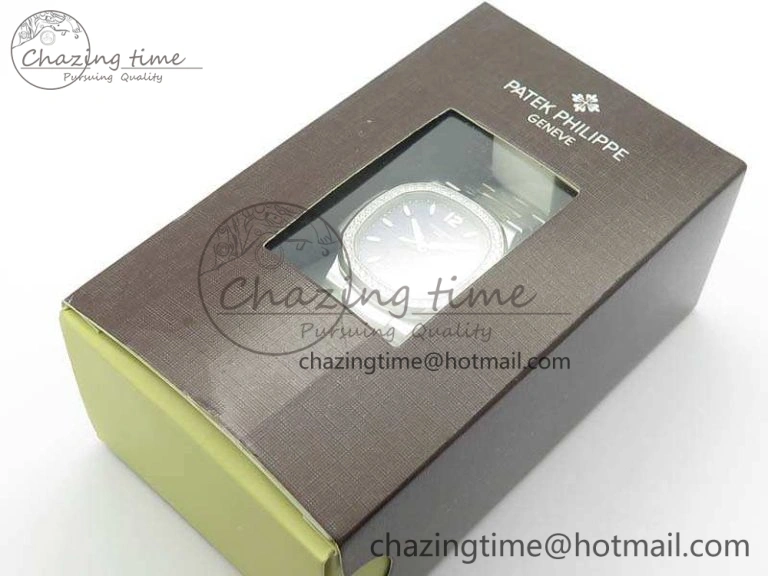 Vibrant Nautilus Jumbo Ladies 7018 PF 1:1 Best Edition Blue Dial Diam Bezel On SS Bracelet A324 Clone 9028