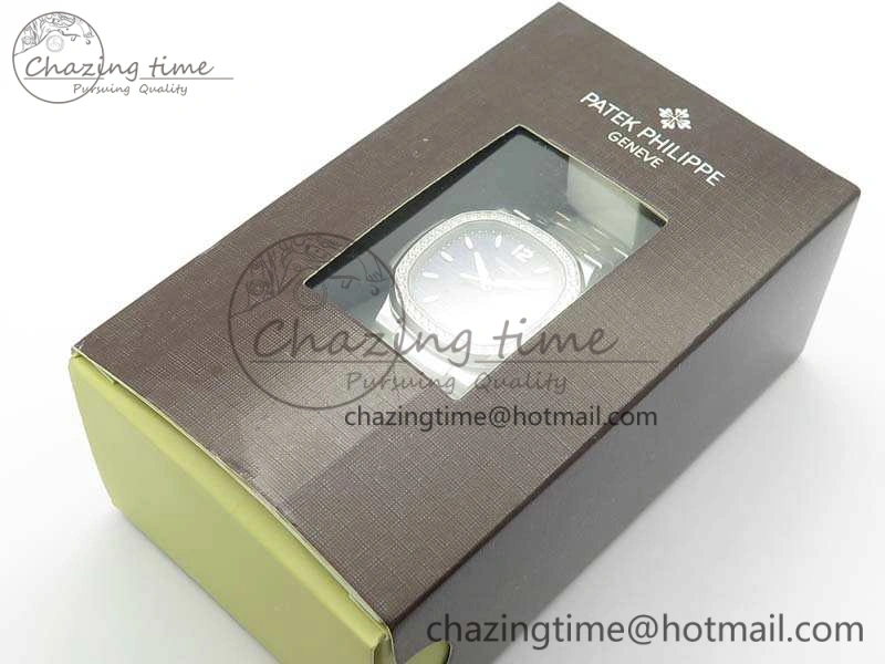 Vibrant Nautilus Jumbo Ladies 7018 PF 1:1 Best Edition Blue Dial Diam Bezel On SS Bracelet A324 Clone 9028