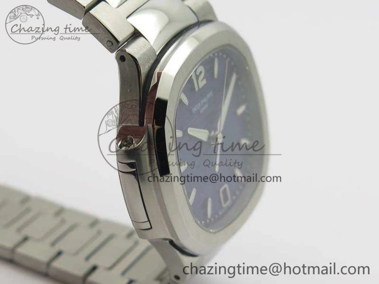 Nautilus Jumbo Ladies 7018 PF 1:1 Best Edition Blue Textured Dial On SS Bracelet A324 Clone Neat 9034