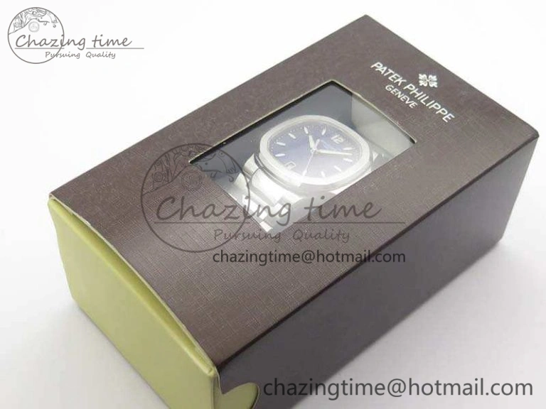 Nautilus Jumbo Ladies 7018 PF 1:1 Best Edition Blue Textured Dial On SS Bracelet A324 Clone Neat 9034