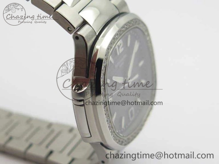 Nautilus Jumbo Ladies 7018 PF 1:1 Best Edition Gray Dial Diam Bezel On SS Bracelet A324 Clone EyeCatching 9031