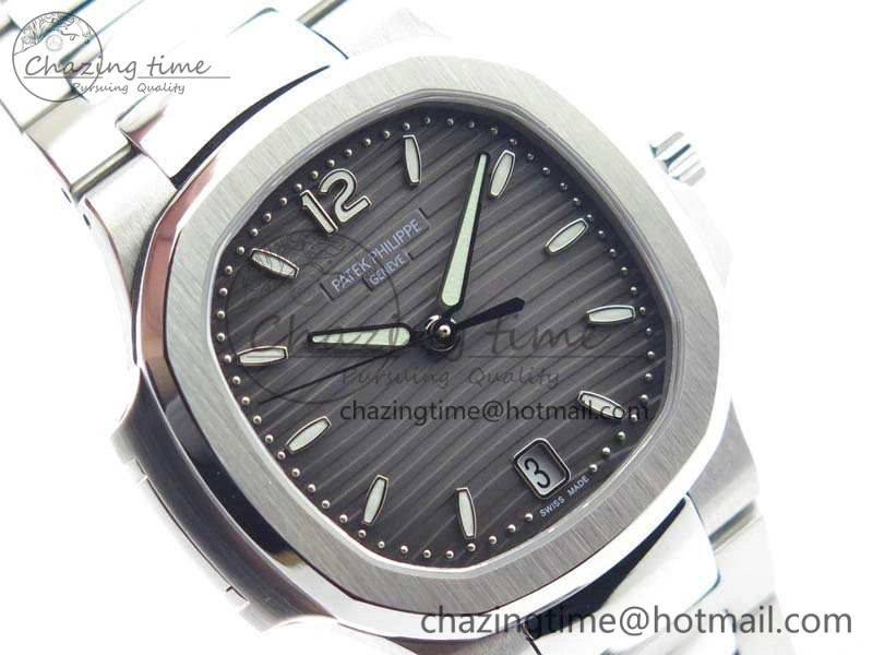 Nautilus Jumbo Ladies 7018 PF 1:1 Best Edition Gray Textured Dial On SS Bracelet A324 Clone Unisex 9036