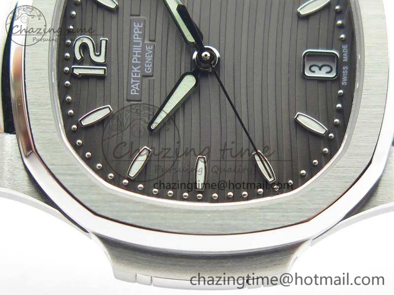 Nautilus Jumbo Ladies 7018 PF 1:1 Best Edition Gray Textured Dial On SS Bracelet A324 Clone Unisex 9036