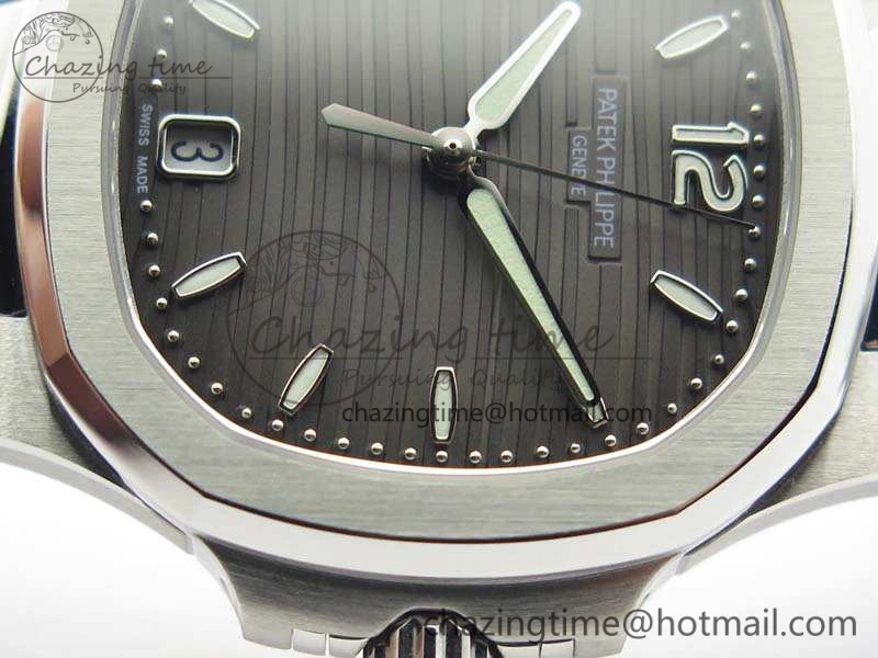 Nautilus Jumbo Ladies 7018 PF 1:1 Best Edition Gray Textured Dial On SS Bracelet A324 Clone Unisex 9036
