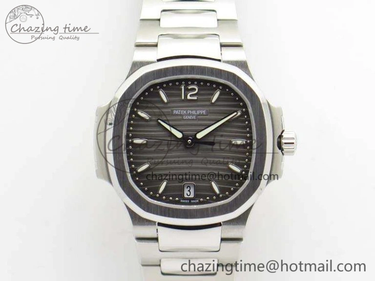 Nautilus Jumbo Ladies 7018 PF 1:1 Best Edition Gray Textured Dial On SS Bracelet A324 Clone Unisex 9036
