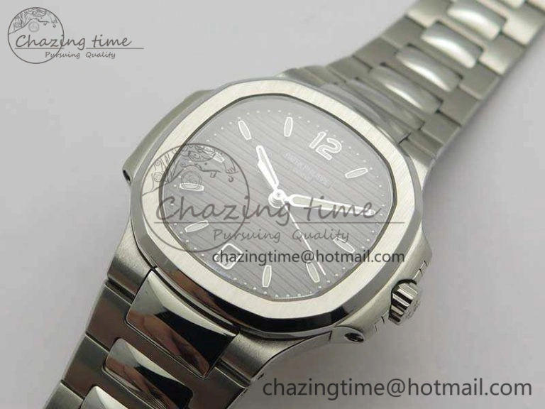 Nautilus Jumbo Ladies 7018 PF 1:1 Best Edition Gray Textured Dial On SS Bracelet A324 Clone Unisex 9036
