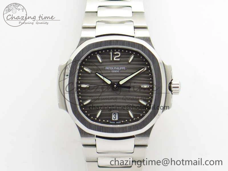 Nautilus Jumbo Ladies 7018 PF 1:1 Best Edition Gray Textured Dial On SS Bracelet A324 Clone Unisex 9036